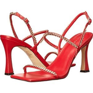 Marc Fisher Women's Droid strappy sling-back Heeled red Sandal 9.5 m